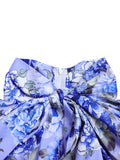 Chicmy-Long Sleeves Floral Printed Blouse + Split-Back Solid Color Skirt Two Pieces Set