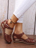 ChicmyJFN Vintage Floral Cutout Velcro Casual Sandals
