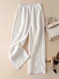 Chicmy-Ruffle Ramie Cotton Elasticity Loose Casual Wide-Leg Pants