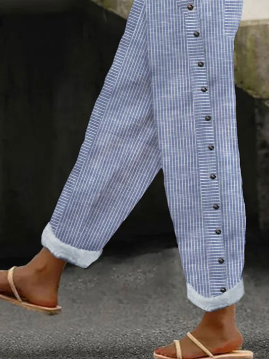 ChicmyCasual Buckle Striped Pants