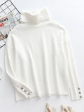 Chicmy-Casual Loose Solid Color High-Neck Long Sleeves Knitwear