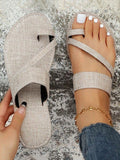 ChicmyCasual Denim Shoes Toe Ring Slide Jean Sandals Jean Slippers