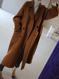 Chicmy-Urban Loose Solid Color Belted Woolen Coat