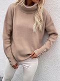 Chicmy-Casual Loose Solid Color High-Neck Long Sleeves Knitwear