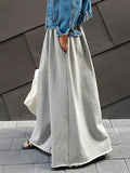 Chicmy-Loose Urban Gray Wide Leg Elastic Waist Pants