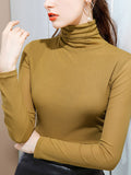 Chicmy-13 Colors High-Neck  Solid Color Long Sleeves T-Shirt Top