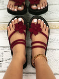 ChicmyAppliques Decor Two Way Wear Flip Flops Strappy Slide Sandals