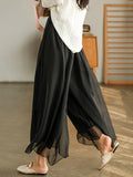 Chicmy-Casual Solid Color Chiffon Column Wide Leg Pants&Skirt