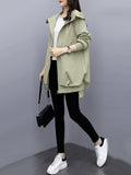 Chicmy-Casual Loose 4 Colors Pleated Zipper Hooded Long Sleeves Outwear