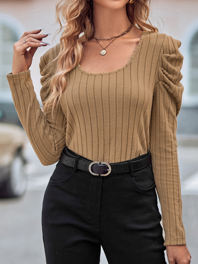 ChicmyCasual Loose Plain Square Neck Shirt