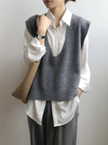 Chicmy-Knitting Irregularity Solid V-Neck Vest