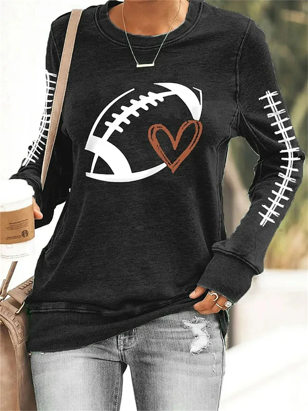 ChicmyCasual Baseball Game Round Neck Knitted Pullover Sweatshirt