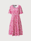 Chicmy- JFN Round Neck Pockets Floral Casual Midi Prom Dress