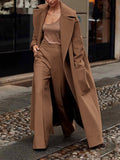 Chicmy-High-Waisted Solid Color Split-Joint Loose Straight Leg Trousers Pants