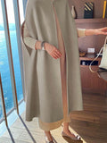 Chicmy-Simple Sleeveless Solid Color Round-Neck Cape Outerwear