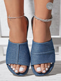 ChicmyBlue Denim Stitching Design Flat Sandals