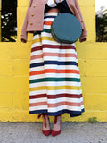 Chicmy-High Waisted Contrast Color Striped Skirts Bottoms