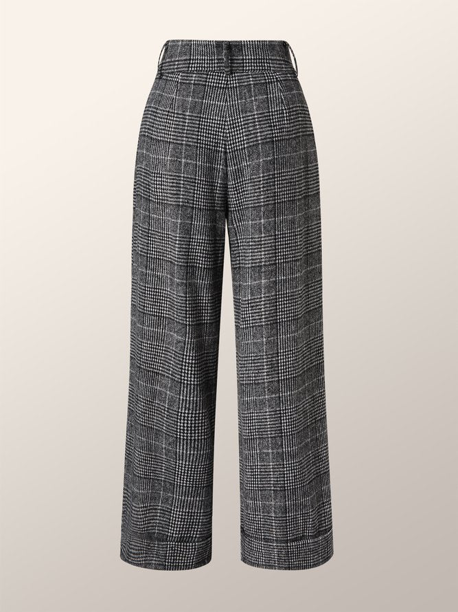 Chicmy-Vintage Loose Checkered Wide Leg Pants