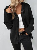 Chicmy-Simple Long Sleeves Loose Buttoned Solid Color Hooded Cardigan Coats