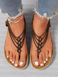 ChicmyJFN Beaded Thin Strap Bohemian Thong Sandals