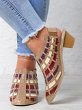 ChicmyVintage Weave Inlay Block Heels