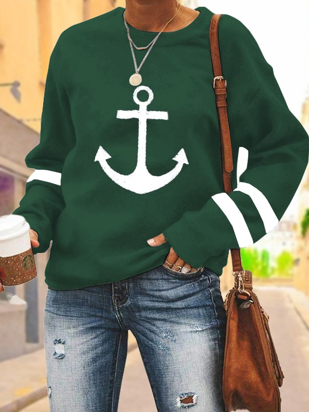 ChicmyPrinting Anchor Casual Loose Sweatshirt