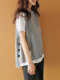 Chicmy-Fall Outfits Simple Sleeveless Loose Buttoned Solid Color Round-Neck Sweater Vest Outerwear