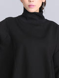 Chicmy-Solid Color Asymmetric High-Neck Loose Batwing Sleeve Sweatshirt