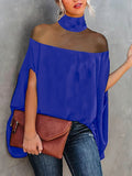 Chicmy-Batwing Sleeves See-Through High-Neck Blouses&Shirts Tops