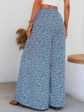 ChicmyLoose Vacation Ditsy Floral Print Knot Front Slant Pocket Wide Leg Pants