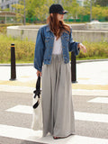 Chicmy-Loose Urban Gray Wide Leg Elastic Waist Pants