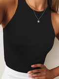 Chicmy-Solid Color Sleeveless Slim Sports Casual Tanks