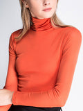 Chicmy-13 Colors High-Neck  Solid Color Long Sleeves T-Shirt Top