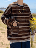 Chicmy-Men's Pocket Striped Knit Sweater