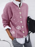 Chicmy-European and American casual women's clothing Dandelion Print Button Long Sleeve Cardigan