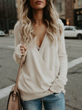 Chicmy-European and American casual women's clothing Deep V-Neck Long Sleeve Knitted Sweater