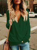 Chicmy-European and American casual women's clothing Deep V-Neck Long Sleeve Knitted Sweater