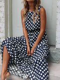 Chicmy-European and American casual women's clothing Polka Dot Print Round Neck Casual Dress