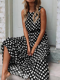 Chicmy-European and American casual women's clothing Polka Dot Print Round Neck Casual Dress