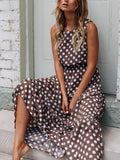 Chicmy-European and American casual women's clothing Polka Dot Print Round Neck Casual Dress