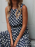 Chicmy-European and American casual women's clothing Polka Dot Print Round Neck Casual Dress