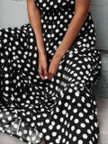 Chicmy-European and American casual women's clothing Polka Dot Print Round Neck Casual Dress