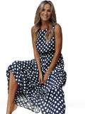 Chicmy-European and American casual women's clothing Polka Dot Print Round Neck Casual Dress