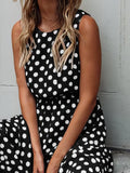 Chicmy-European and American casual women's clothing Polka Dot Print Round Neck Casual Dress