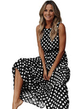 Chicmy-European and American casual women's clothing Polka Dot Print Round Neck Casual Dress