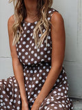 Chicmy-European and American casual women's clothing Polka Dot Print Round Neck Casual Dress