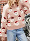 Chicmy-European and American casual women's clothing Santa Claus Crew Neck Long Sleeve Sweater