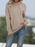 Chicmy-European and American casual women's clothing Solid Pocket Knit Hooded Sweater