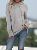 Chicmy-European and American casual women's clothing Solid Pocket Knit Hooded Sweater