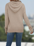 Chicmy-European and American casual women's clothing Solid Pocket Knit Hooded Sweater